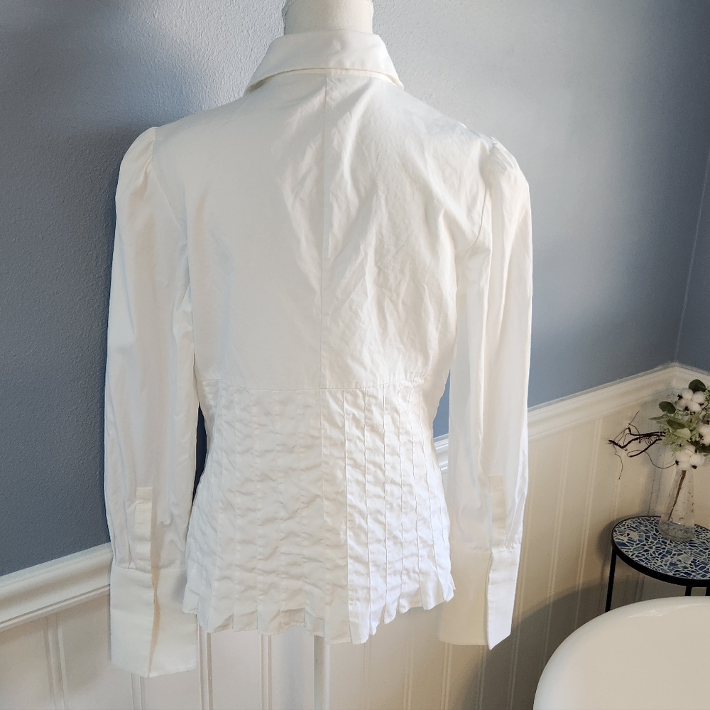 White Button Up Blouse Fitted - image 4